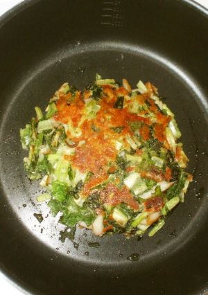 小松菜チーズ焼き♪簡単お好み焼き-レシピのメイン写真