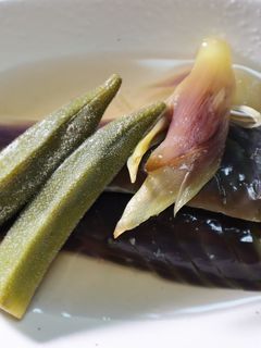 夏野菜の煮びたし(茄子+おくら+茗荷)-レシピのメイン写真