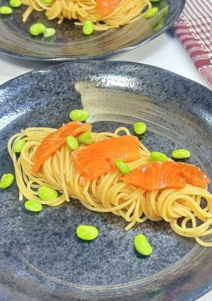 サーモンと枝豆のわさび醤油パスタ-レシピのメイン写真