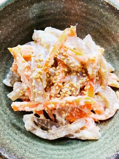 人参とこんにゃくの白和え 味噌、塩のみ-レシピのメイン写真