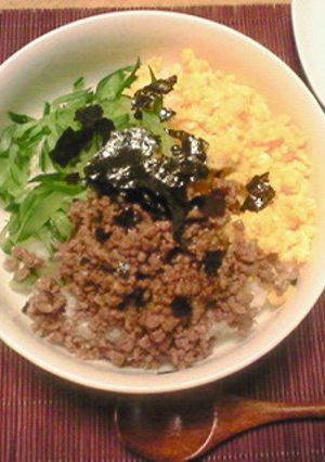 我が家ごはん☆三色ど~ん-レシピのメイン写真