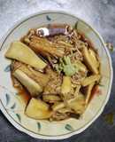 エリンギとエノキの焼鳥のタレ煮わさび添え