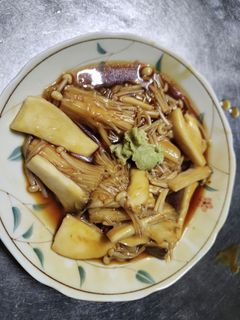 エリンギとエノキの焼鳥のタレ煮わさび添え-レシピのメイン写真
