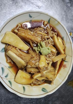 エリンギとエノキの焼鳥のタレ煮わさび添え-レシピのメイン写真