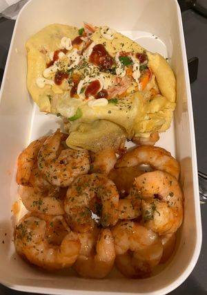 小エビ炒め・オムレツです。-レシピのメイン写真
