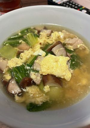 【痩る】キノコと青梗菜のコク旨卵スープ-レシピのメイン写真