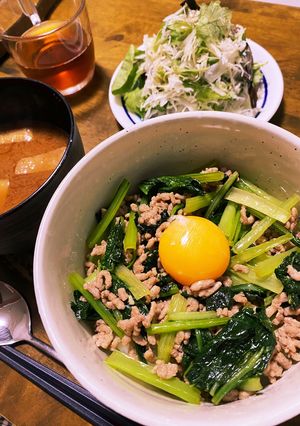 小松菜ひき肉丼-レシピのメイン写真