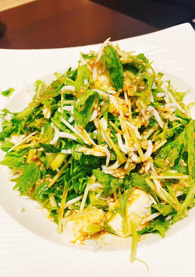 水菜と豆腐と釜揚げしらすの韓国風サラダ-レシピのメイン写真