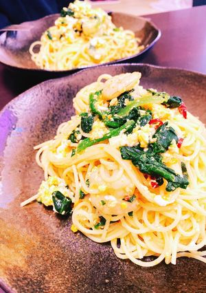 海老とほうれん草のぺぺたま-レシピのメイン写真