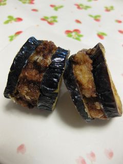 **ナスとお肉のはさみ揚げ**-レシピのメイン写真