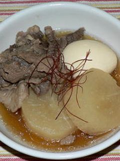 圧力鍋で、牛すじ肉と大根のおでん風煮込み-レシピのメイン写真