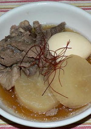 圧力鍋で、牛すじ肉と大根のおでん風煮込み-レシピのメイン写真