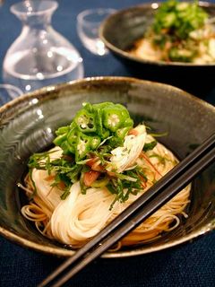 オクラとミョウガのぶっかけ素麺-レシピのメイン写真