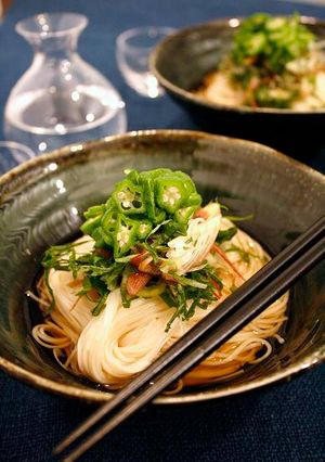 オクラとミョウガのぶっかけ素麺-レシピのメイン写真