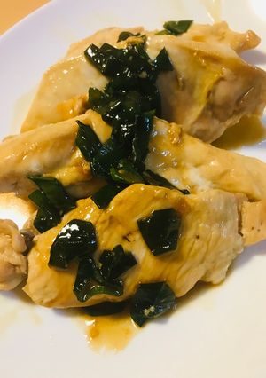 鶏肉スライスのあまからネギソースステーキ-レシピのメイン写真