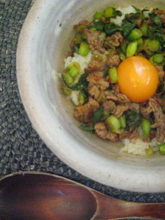 刻み牛肉と青梗菜のピリ辛コクうま丼-レシピのメイン写真