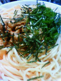 かんたん!めかぶと納豆とたらこのパスタ-レシピのメイン写真
