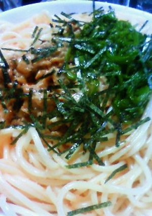 かんたん！めかぶと納豆とたらこのパスタ-レシピのメイン写真
