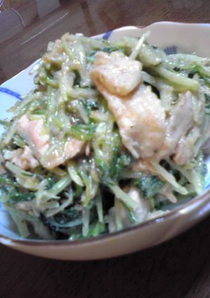 水菜と鶏肉のくるみしょう油和え-レシピのメイン写真