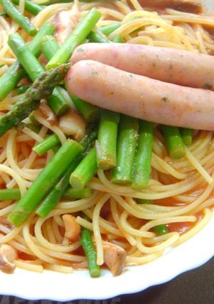 トマトジュースとアスパラのスープパスタ-レシピのメイン写真
