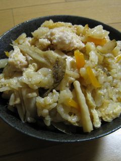 鶏ひき肉ごぼうの野菜たっぷり炊き込みご飯-レシピのメイン写真