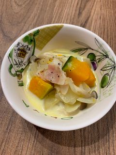 かぼちゃとベーコン具だくさんミルクスープ-レシピのメイン写真