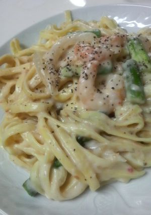 簡単濃厚クリーミー♪海老とアスパラパスタ-レシピのメイン写真