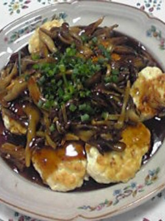 甘辛♡豆腐ハンバーグのきのこあんかけ-レシピのメイン写真