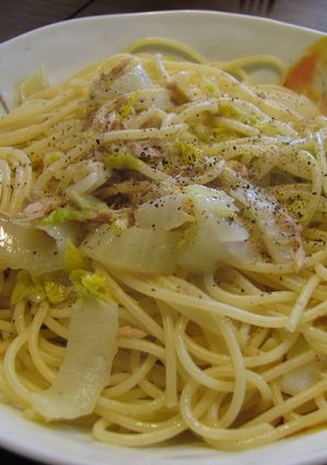 白菜がとろり甘くてウマイ!白菜ツナスパ-レシピのメイン写真