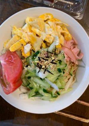 お一人様市販の冷やし中華和風パスタ味隠味-レシピのメイン写真