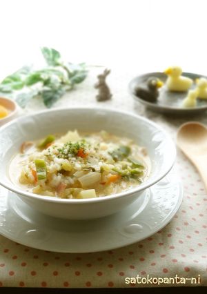 スープの残りで簡単リゾットランチ-レシピのメイン写真