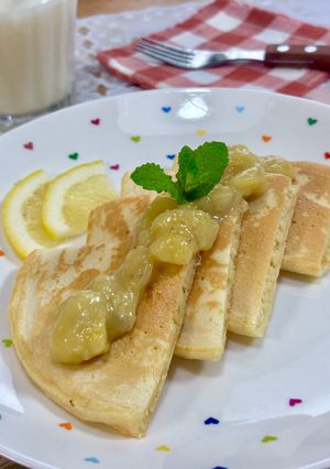 ホットケーキに爽やかバナナソース乗せ♪-レシピのメイン写真