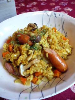 茸とウインナーの炊き込みカレーピラフ♫♬-レシピのメイン写真