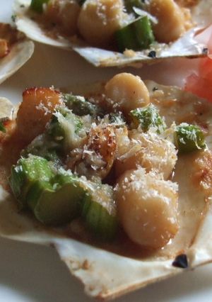 ホタテとアスパラのバジルパン粉焼き-レシピのメイン写真