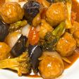 肉団子と揚げなすの甘酒入BBQソース炒め