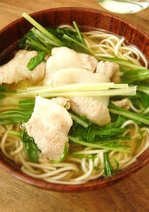 水菜と豚バラのシャキシャキにゅう麺-レシピのメイン写真