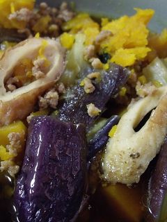超簡単!ナスとかぼちゃとちくわのそぼろ煮-レシピのメイン写真