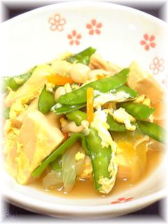 さやえんどうと高野豆腐のたまごとじ♪-レシピのメイン写真
