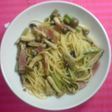 野沢菜ときのこのパスタ