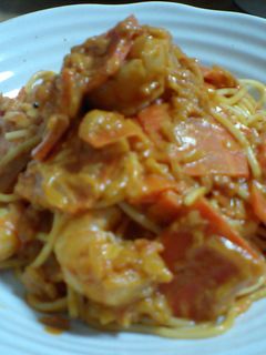 エビのトマトクリームスパゲティー!-レシピのメイン写真