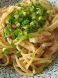 長いもと梅のパスタ