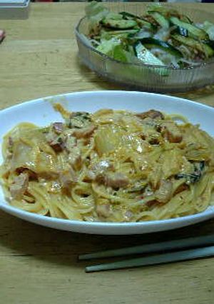 超簡単！やみつキムチクリームパスタ-レシピのメイン写真