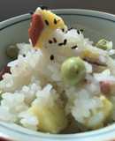 ゆかりのイブクロ　さつまいもとピースご飯