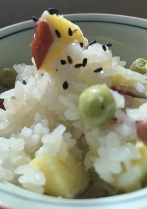 ゆかりのイブクロ　さつまいもとピースご飯-レシピのメイン写真