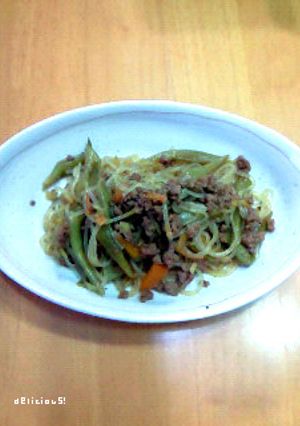 ひき肉×インゲン×しらたきの炒り煮-レシピのメイン写真