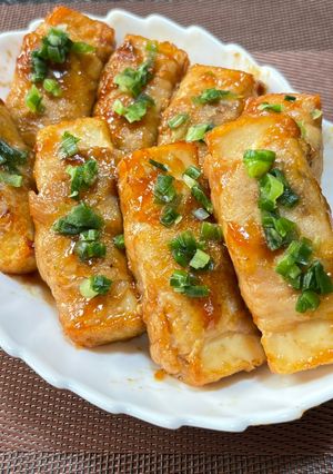 厚揚げの豚ロース肉巻き照り焼き炒め😃-レシピのメイン写真
