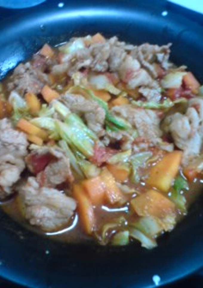 [簡単！男の料理]トマトまぜまぜ野菜炒め-レシピのメイン写真