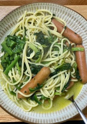 ワンパンほうれん草スープパスタ-レシピのメイン写真