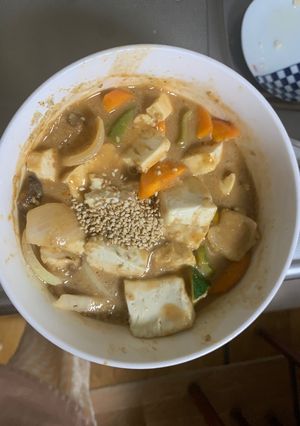 お一人様簡単洋風梅ガパオ味豆腐野菜炒め-レシピのメイン写真