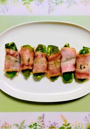 簡単今日の夕飯ピーマンのベーコン巻き副菜-レシピのメイン写真